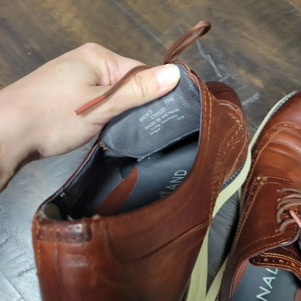COLE HAAN OriginalGrand OS Brown Leather Wingtip Shoes preowned Sz 10